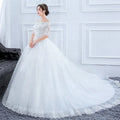 2022 New High-end Lace Band Half Sleeve Wedding Dress White Big Tail Dresses Women Lady Elegant Wedding