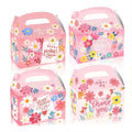 12 Pcs/pack Thank You Mother Flower Paper Box Candy Sweet Treat Packaging Handle Boxes for Happy Mother's Day Party Decor