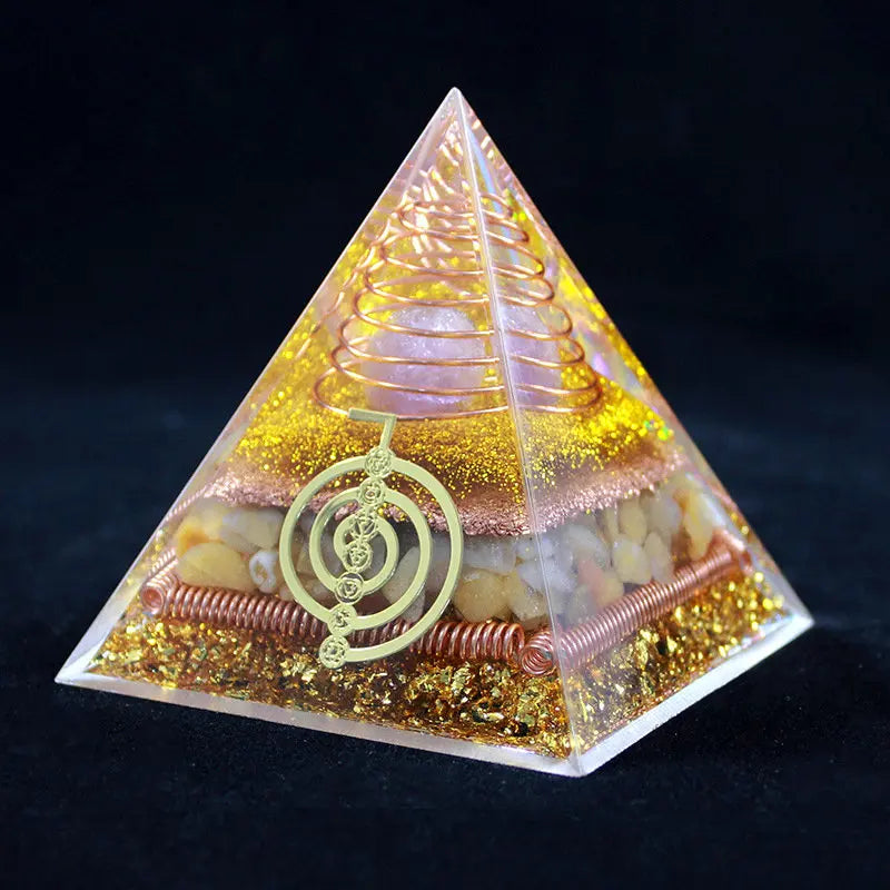 New Arrival 8cm Copper Wire Spiral Pink Crystal Sphere Pyramid Natural Cristal Orgone Energy Healing Reiki Chakra Multiplier