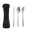 3pcs Set Outdoor Portable Knife Spoon Fork Flatware Sets with BagPortable Tableware Suite Cutlery Set for Camping Student