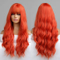 Wigs Vendors 26 Inches Synthetic Long Water Wave Hair Wig Natural Dark Red Wig With Bangs for Women Cosplay Heat Resistant Fiber