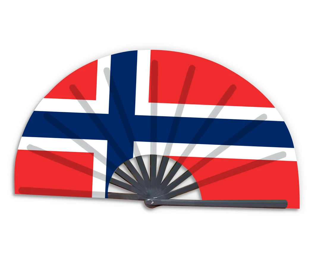New Product Customized National Country Flag Norway Folding Bamboo Hand Held Fan