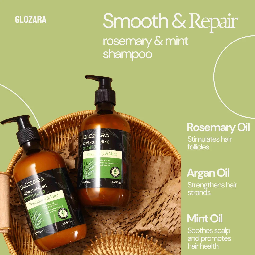 Natural Private Label Organic Hair Scalp Care Growth Sulfate Free Anti Frizz Mint Rosemary Oil Shampoo for Hair Loss