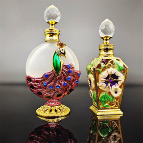 12ml 25ml pink Arabic Dubai Style Golden pink Green Perfume Bottle Essential Oil Bottle for Luxury Cosmetics