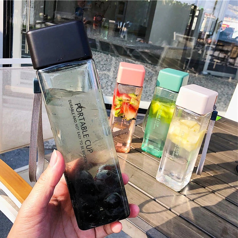 Bouteille D'Eau En Verre Botella De Agua Personalizada Free Sample Eco-friendly Clear Square Plastic Water Bottle