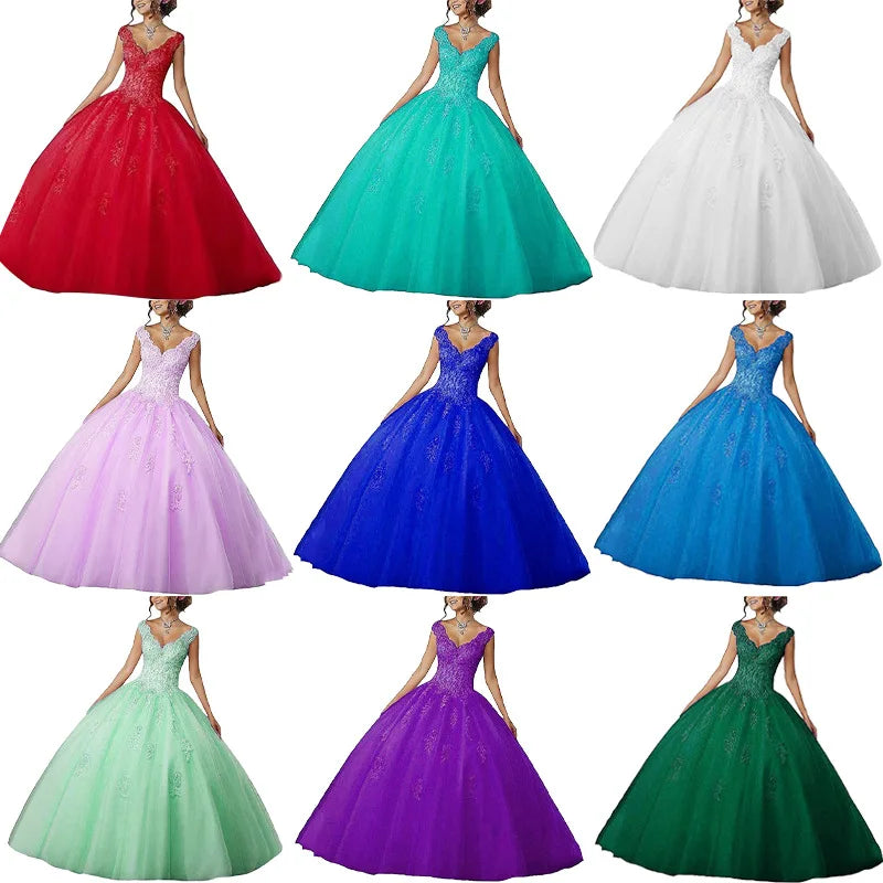 Blue Green Tulle Quinceanera Dresses Ball Gown Birthday Party Dress Lace up Graduation Gown Vestidos 2023 Prom Dress