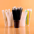 Eco Disposable PLA  Degradable Sugarcane Bagasse Drinking Straw Black/White Straw
