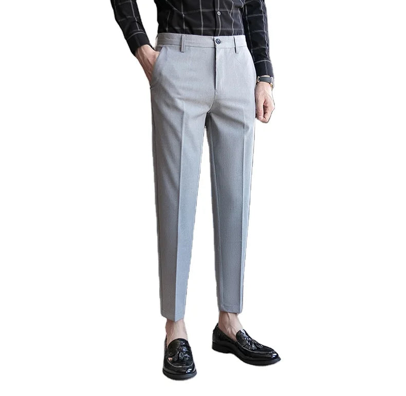 New Spring/Summer Midweight Straight Sleeve Formal Business Casual Men's Pants Large Mid Black Suit Customized 100% Polyester