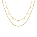 French Style Choker Geometric Ling Piece of Titanium Steel Double Layers to Wear Necklace Stainless Steel Necklace