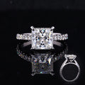 Stargems 18K White Gold Pave Set Engagement Ring 1 Carat Princess Cut Moissanite Gemstone Ring
