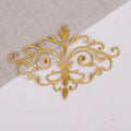 Customized Stickers Vintage Iron on Patches Gold Silver Flower Mirror Pair Lace Embroidered Appliqued for Clothing Underwear