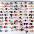 Trendy Crystal Rings Women Jewelry Colorful Rhinestone Zircon Wedding Finger Rings Wholesale Bulk Lot