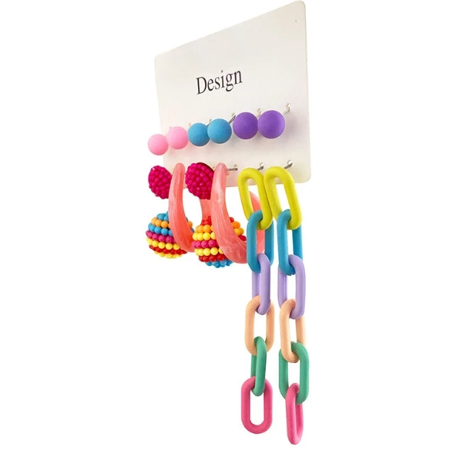 Hot Selling Acrylic Geometric Color Flower Heart Candy Color Stud Set Women