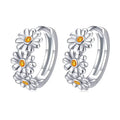 New Unique Design S925 Sterling Silver Gemstone Daisy Flower Charm 925 Hoop Earrings for Women XDH1235