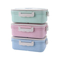 Microwave Safe Bento Box with Handle 3 Compartment Food Container Divided Rectangle Three Compartments Wheat Straw Lunch Box
