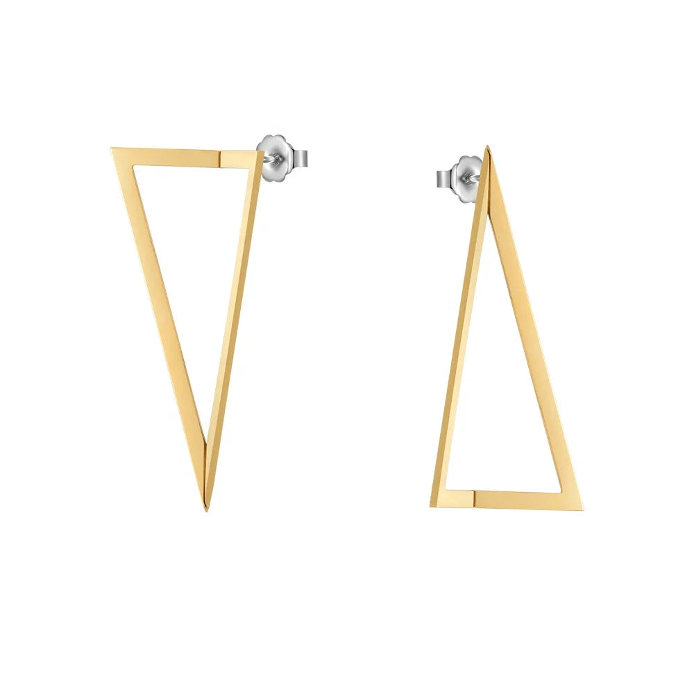 Original Design 18K Gold Plated Stainless Steel Jewelry Geometric Hollow Triangle Ear Stud for Women Gift Earrings E221460