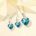 2023 Newest S925 Sterling Silver Blue Heart Hook Earrings Female Dainty Heart Shape Hook Earrings and Necklace for Women Girls