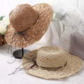 ALLCH Custom Embroidery Logo Floppy Straw Hat High Quality Women's Sun Proof Beach Crochet Hat Travel-Friendly Woven Technique