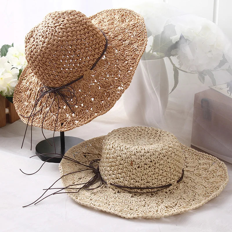 ALLCH Custom Embroidery Logo Floppy Straw Hat High Quality Women's Sun Proof Beach Crochet Hat Travel-Friendly Woven Technique