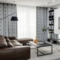 YongHo New Double Bay Window Hook Modern Simple Luxury Flax Jacquard Weave Translucent Shading Window Door Curtain