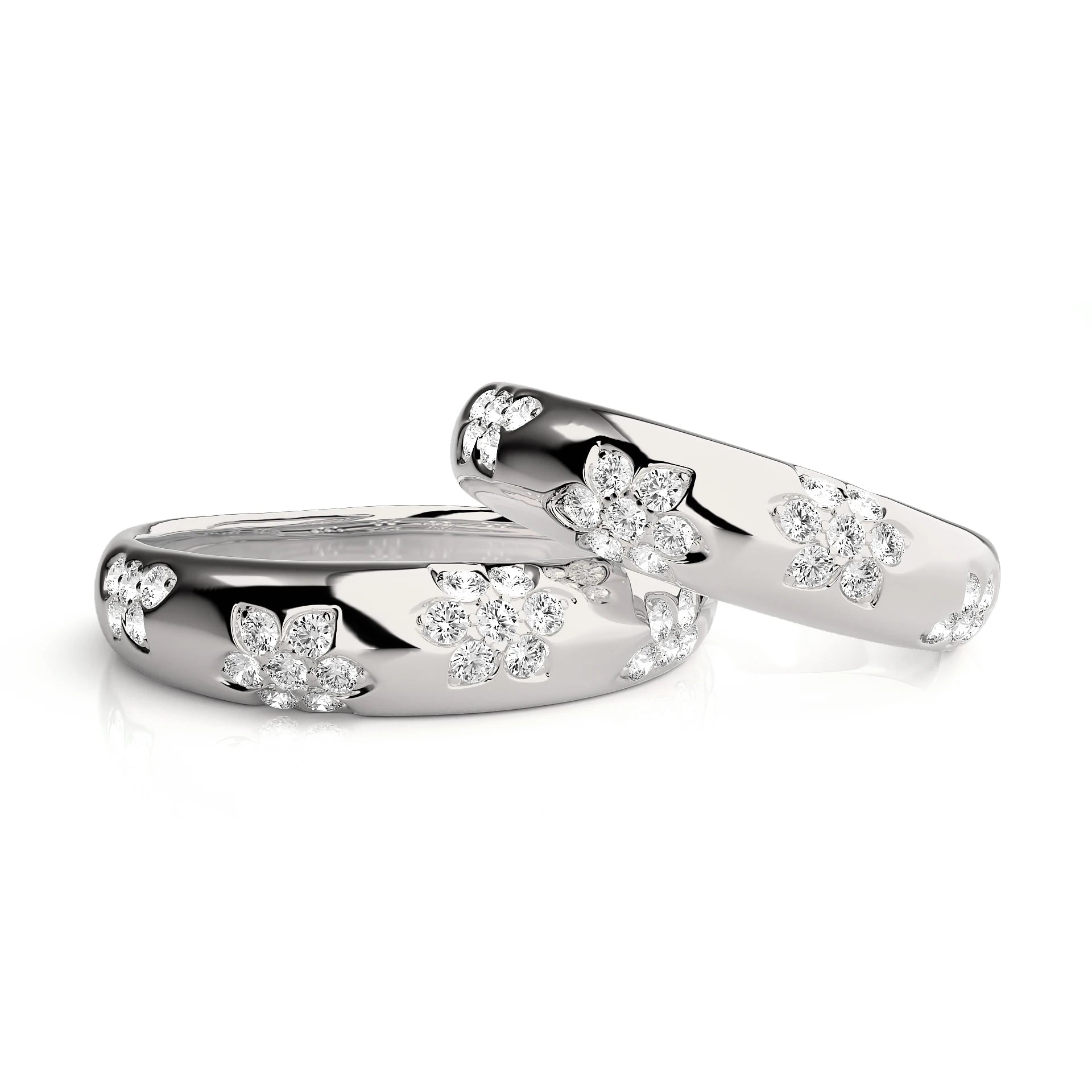 Abiding High-End Jewelry Flower Design Best Couple Engagement Moissanite Affordable Couple Rings Silver S925 Wedding Rings Set