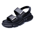 Men's Summer Casual Genuine Leather Sandals Trendy Outdoor Sports Beach Shoes for Velcro Fastening Waterproof Slip-Resistant