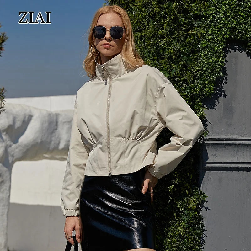 Wholesale Spring&autumn Thin Profile Coat New Fashion Solid Color Short Jacket Women's Clothing Warm Windproof Outwear