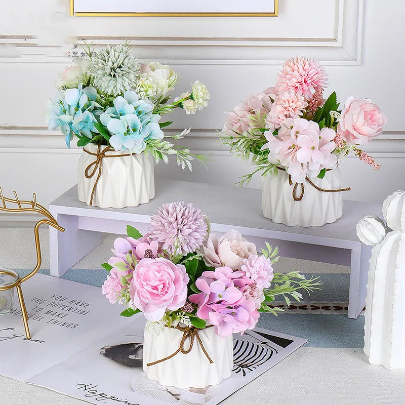 L882 Wedding Home Party Decoration Flowers Artificial  pink White Blue Artificial Rose Silk Flower Bouquets