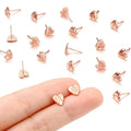 S925 Sterling Silver Rose Gold Plated Letter Initial Heart Stud Earrings for Children
