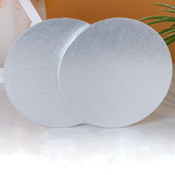 Wholesale 5mm Thick Silver Wooden Cake Base Round Birthday Cake Tray Aad Drum for Pizza Embossed Design Made Corrugated Paper