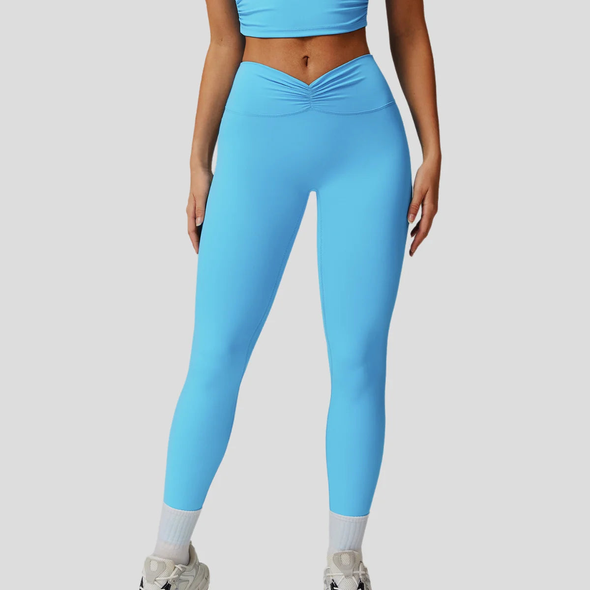 Women's High Quality Nude Sports Yoga Leggings with Tight Scrunch Waist & Butt Lift Solid Pattern Pants