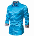 Men's Tops Satin Wedding Silk Shirt Men's Spring Elegant Fashion Men's Long Sleeve Shirts