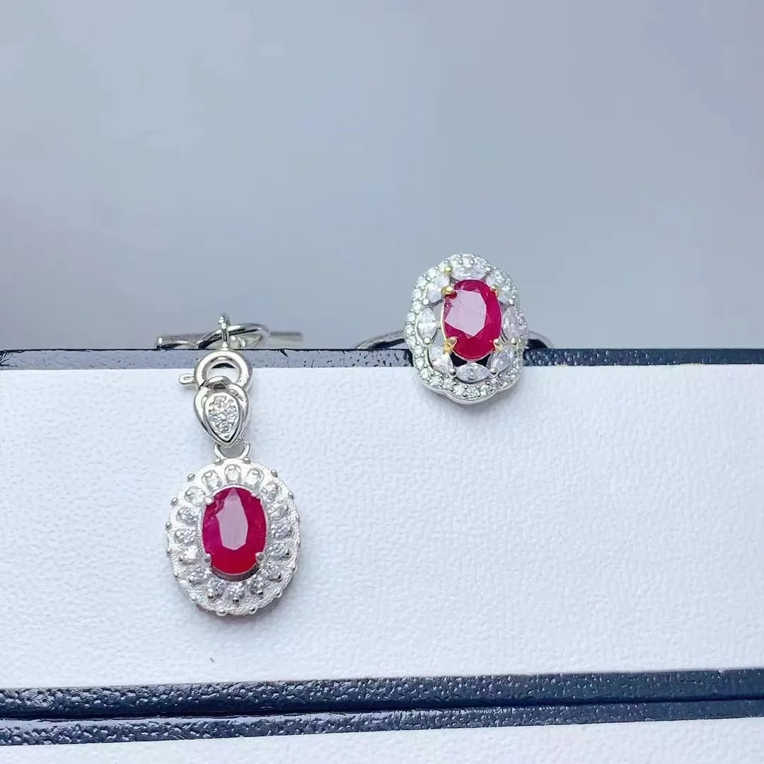 Factory Supply Dubai Gold Natural Ruby Jewelry Sets for Women for Parties Engagements Anniversaries