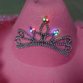 Wholesale CR Brand Printed Letterpress Printing Pink Wool Felt Adult Western Style LED Light Cowgirl Hat Tiara Crown Parties