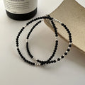 100% Real 925 Sterling Silver Handmade Black Agate Silver Beads Beaded Necklaces Women Fine Jewelry