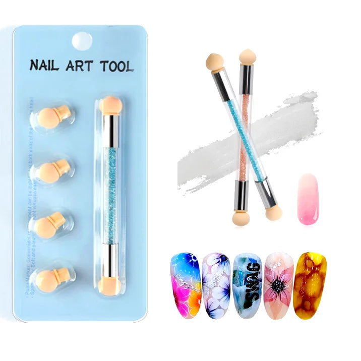 Custom Nail Gel Art Double Ended Replaceable Sponge Head Brush Pen for Acrylic Nails