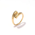 2025 French Minimalist Adjustable Open Ring Geometric Polished Stainless Steel 18K Gold Plated Unisex Jewelry