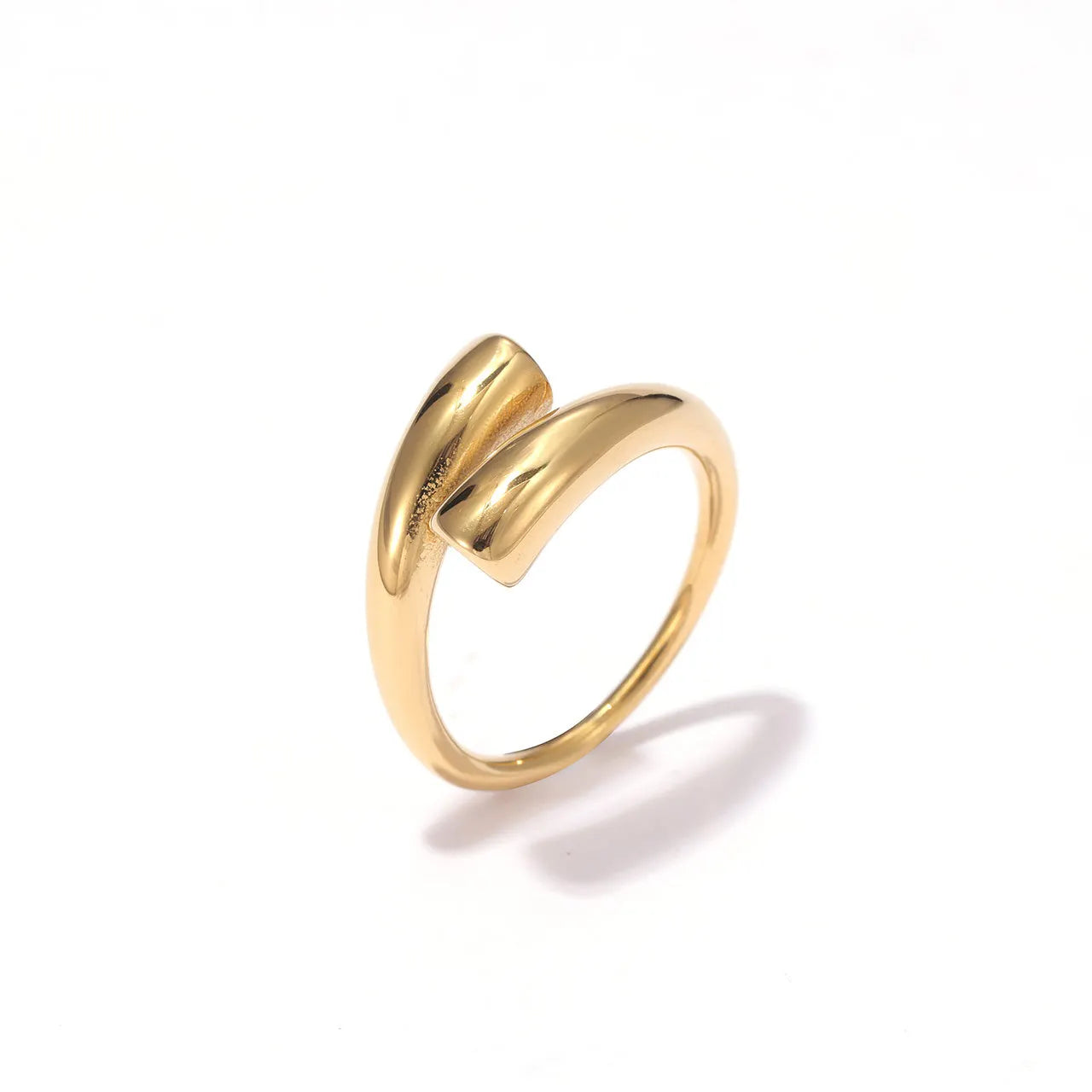 2025 French Minimalist Adjustable Open Ring Geometric Polished Stainless Steel 18K Gold Plated Unisex Jewelry
