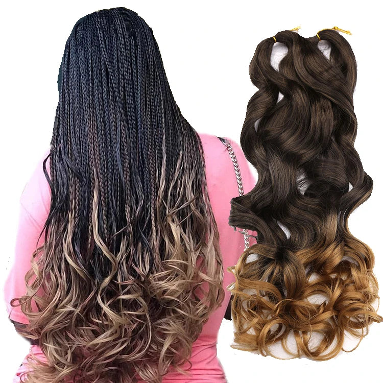 22inch Spiral Curls Synthetic YaKi Braiding Hair Bundles Loose Wave French Curl Crochet Braids Blonde Wavy Hair Extension