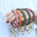 Silicone Bangle Key Ring Bracelet Keychain Holder for Women Girls Gift Wristlet Round Keyring