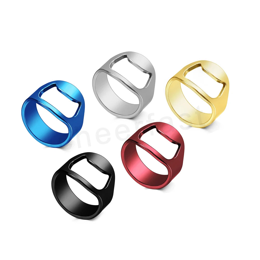 New Arrival Stainless Steel Polished Finger Bottle Opener Ring Opp Bag Packaging Beer Opener Ring Shape for Bar Beer Opener