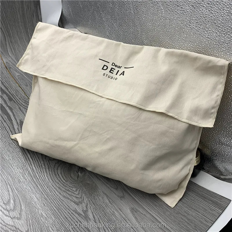 Large Cream Color Twill Cotton Purse Dust Bag With Costom Logo