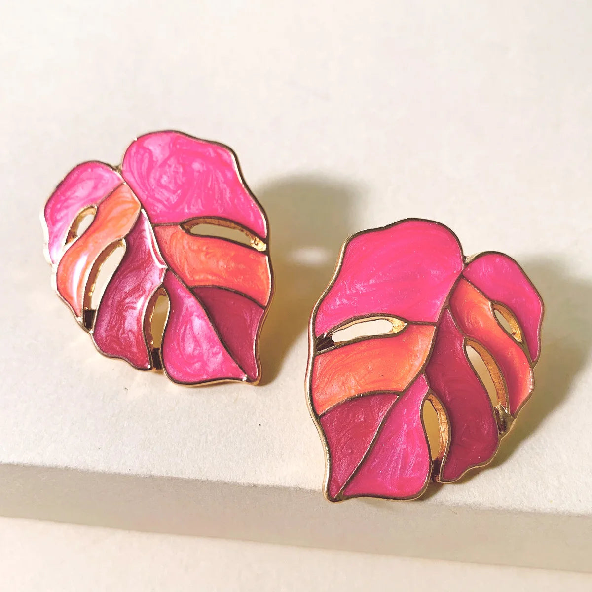 Jachon 2024 Hot Sale Enamel Leaves Stud Earrings Women Girls Individual Colorful Plant Earring for Party Gifts
