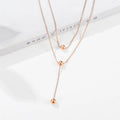 Simple Gold Filled Geometric Choker Necklace Long Round Ball Stainless Steel Necklace Jewelry for Women