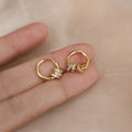 Fine Jewelry 3 Circles 18K Gold Plated Pure 925 Sterling Silver CZ Zircon Small Hoop Earrings for Women Girls
