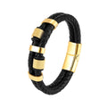 Three Colors Plated Stainless Steel 316L Clasps Luxury Braided Men's Leather Bracelets Wholesale