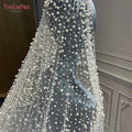 YouLaPan V139A Luxury New Design High End Beaded Bridal Veil White Cream White 3/4/5M Cathedral Long Wedding Pearls Veil