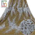 New 2023 Luxury White Beaded Fabric African Sequins French Net Tulle Lace With Beads Embroidered Nigerian Wedding Lace Fabric