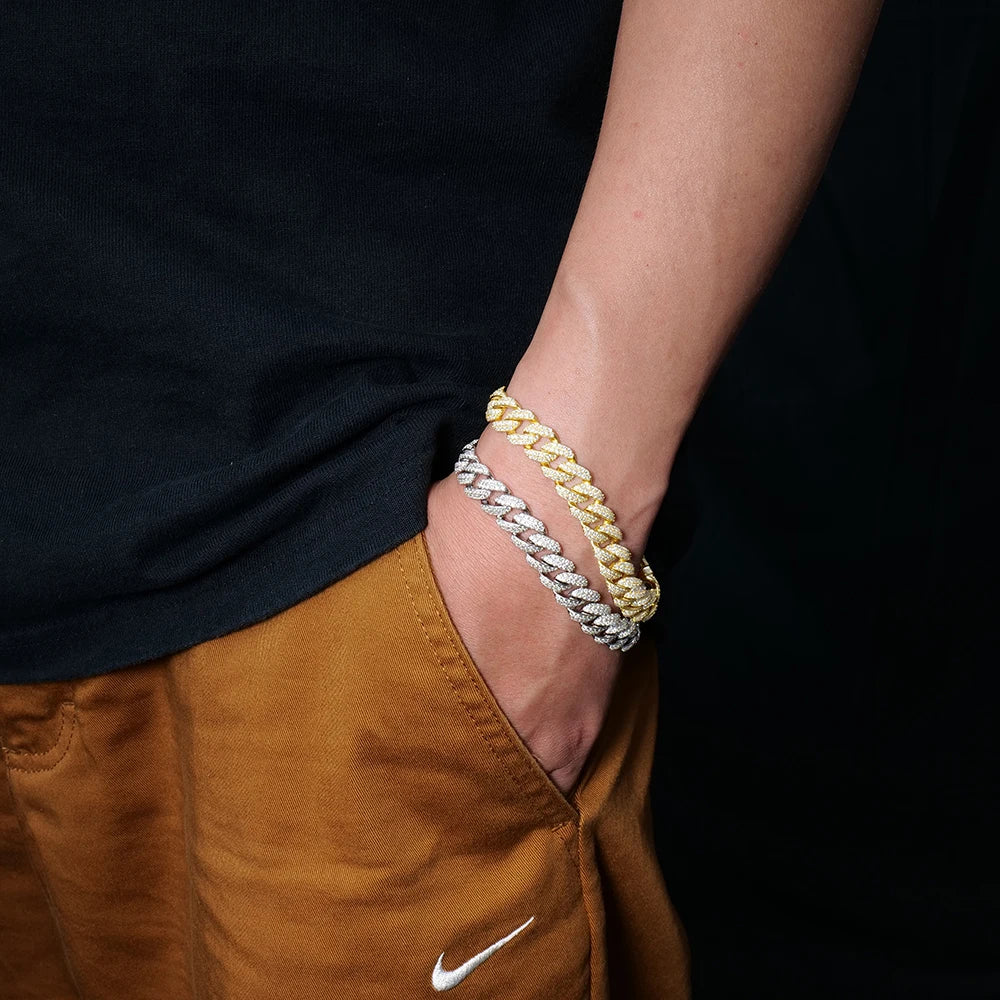 Gold Plated Moissanite Cuban Link for Men 8mm 925 Silver Cuban Bracelet Rounded Style Bling Jewelry Hiphop Style Jewelry