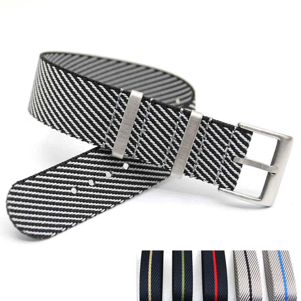 Smartwatch Fabric Twill Nylon Adjustable Breathable Replacement Straps 20mm 22mm Black Buckle